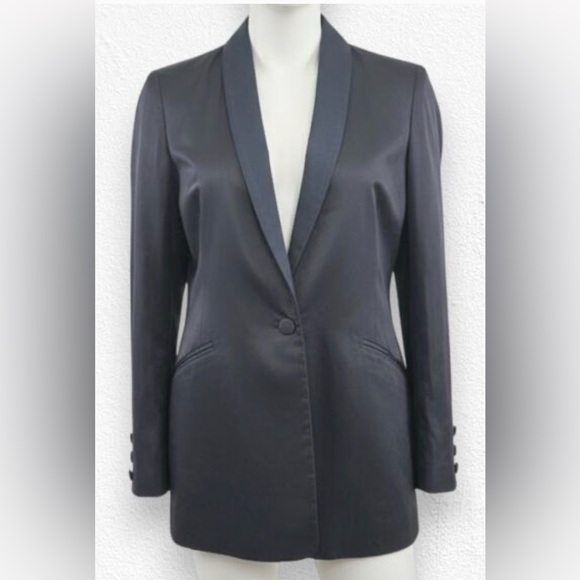 Free People Black Tencel Linen Blend Single Button Blazer Jacket Size XS - Picture 6 of 6